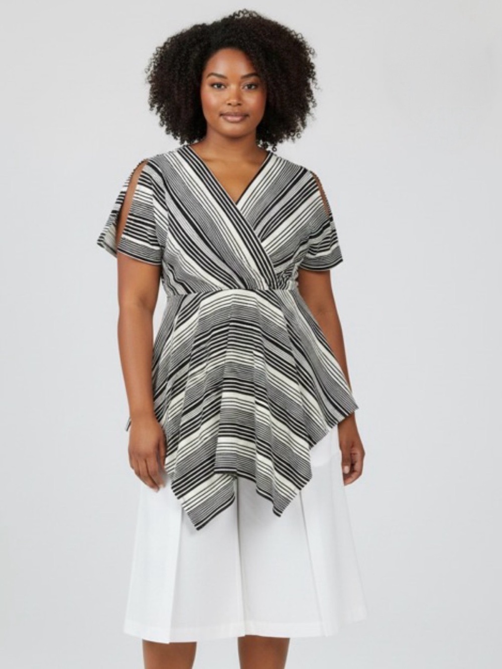 Marc Bouwer Striped Asymetrical Top